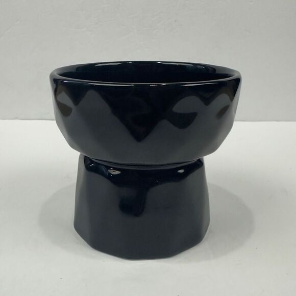 Ceramic raised pet food bowl black dog or cat - Picture 3 of 7